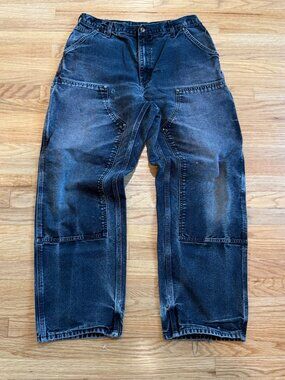 Carhartt Heavy Faded Thrashed Double Knees Carpenter Work Canvas Pants 32/31